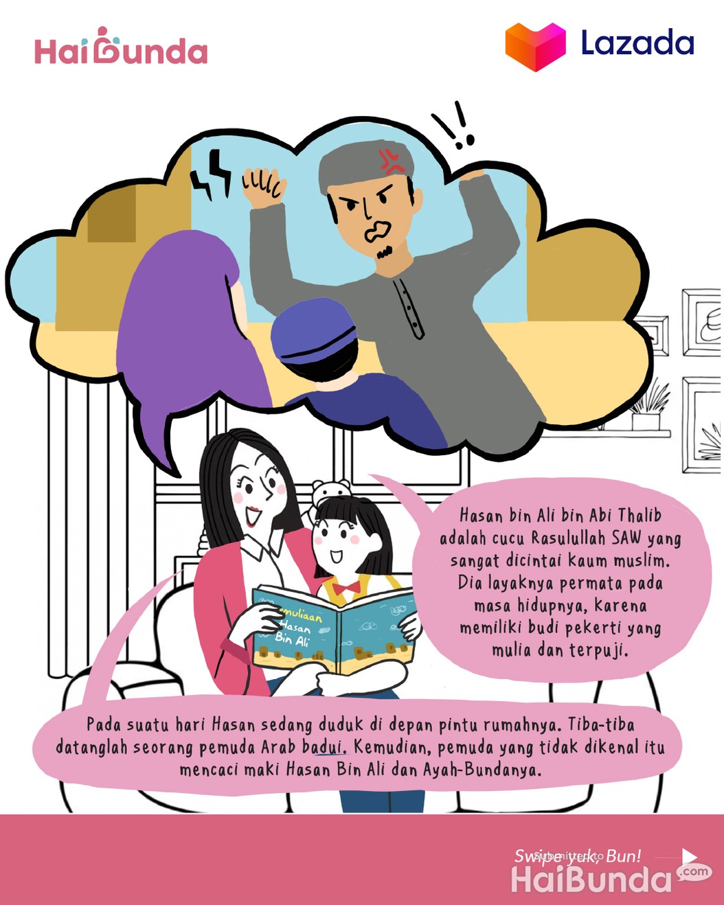 Komik Bunda: Kakak Diajarin Hasan Bin Ali
