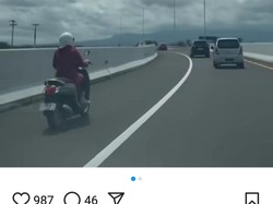 Viral Emak-emak Bermotor Nyelonong Masuk Tol Prambanan Klaten