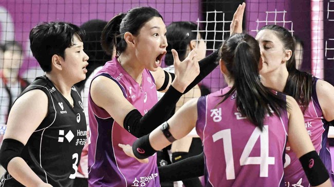 Pelatih Pink Spiders Marcello Abbondanza meluapkan kekesalannya usai kalah dari Red Sparks pada game ketiga final Liga Voli Korea, Jumat (4/4).