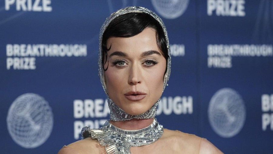 Katy Perry arrives at the 11th Breakthrough Prize Ceremony on Saturday, April 5, 2025, in Los Angeles. (Photo by Jordan Strauss/Invision/AP)