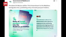 VIDEO: Dukung Rakyat Palestina, Maladewa Tolak Masuk Warga Israel