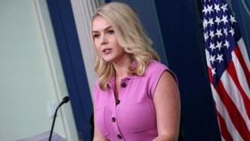 WASHINGTON, DC - APRIL 16: White House Press Secretary Karoline Leavitt speaks during a daily press briefing in the Brady Press Briefing Room at the White House on April 16, 2025 in Washington, DC. Leavitt addressed the Trump administration's illegal