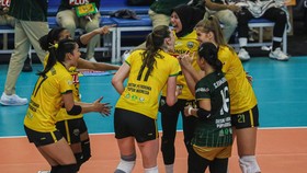 FOTO: Megawati Datang, Gresik Petrokimia Hajar Electric PLN di Proliga