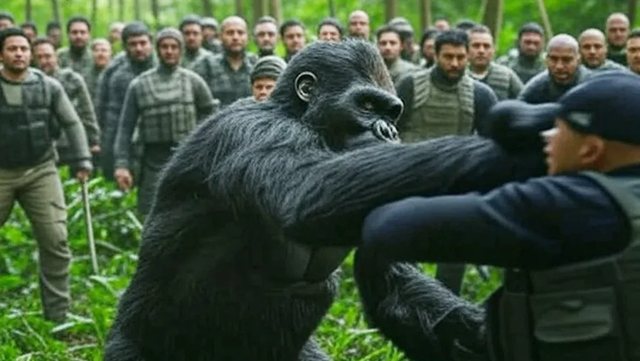 Gorilla vs 100 manusia&period;