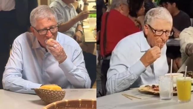 Coba Durian Saat di Singapura, Ekspresi Bill Gates Jadi Sorotan