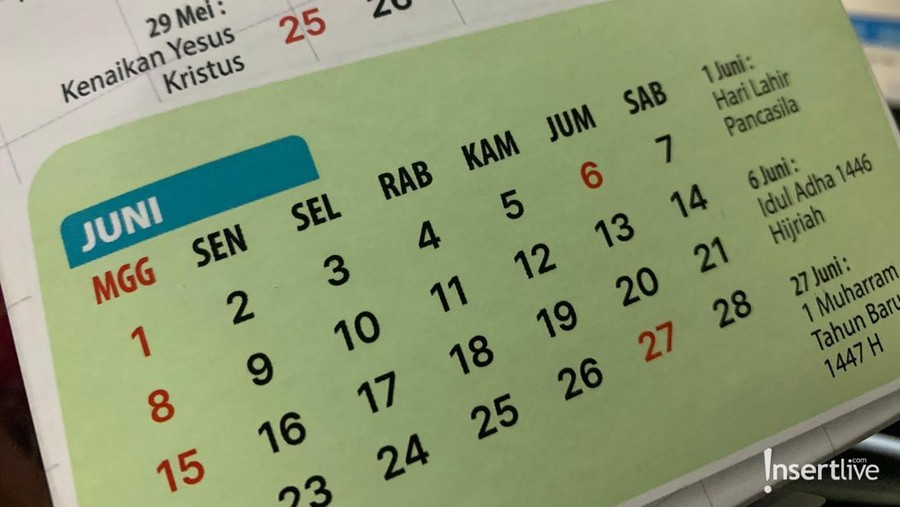 Ilustrasi kalender Juni 2025