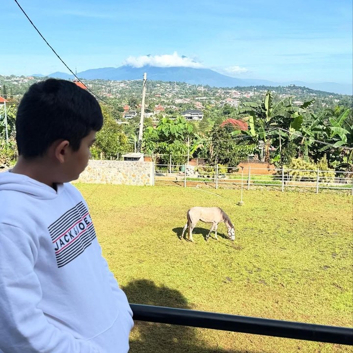<p>Vila milik Shireen dan sang suami ini dibangun di kawasan yang asri, Bunda. Saat berada di vila, Bunda bisa menikmati pemandangan awan yang biru dan gunung dari kejauhan. (Foto: Instagram @shireensungkar)</p>