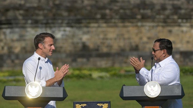 Sebanyak 21 dokumen kesepakatan diteken oleh Presiden Prancis Emmanuel Macron dan Presiden RI Prabowo Subianto usai pertemuan di Istana Merdeka, Rabu (28/5).