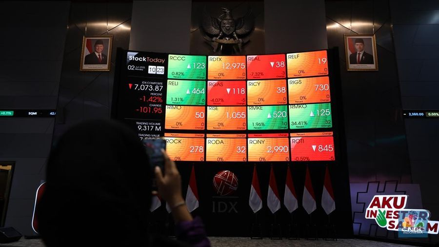 Indeks Harga Saham Gabungan (IHSG) dibuka melemah signifikan pada pembukaan perdagangan hari ini, Senin (2/6/2025). (CNBC Indonesia/Tri Susilo)