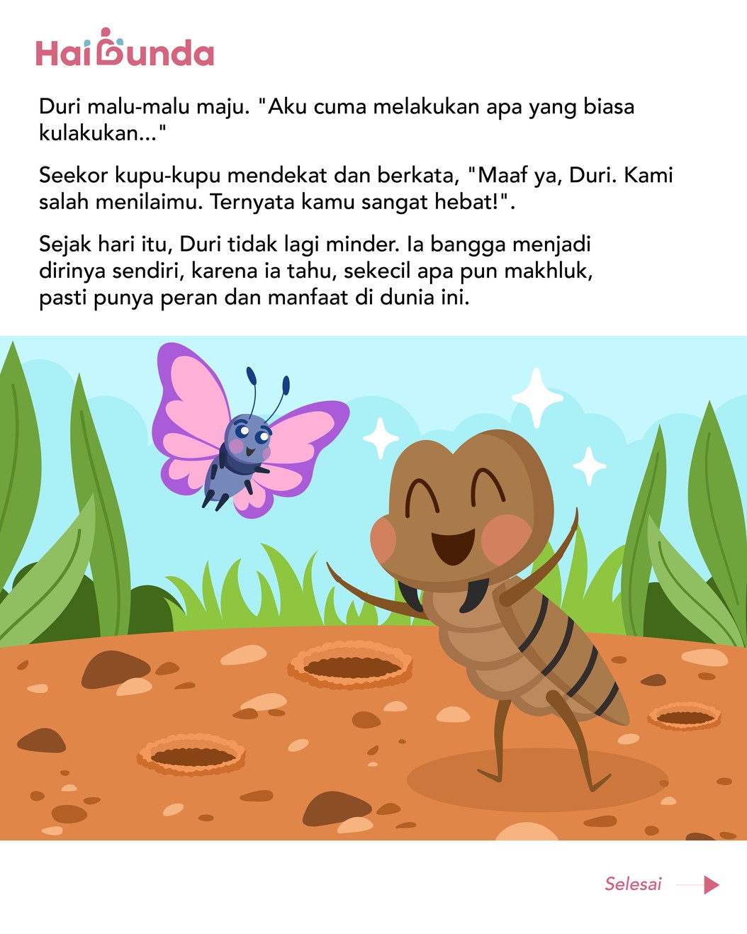 Seekor undur-undur mendapat pujian dari kawanan hewan karena menolong teman-temannya&period; Simak cerita persahabatan mereka selengkapnya berikut ini&excl;