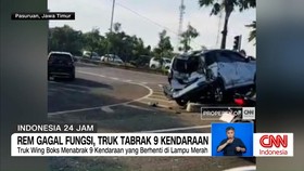 VIDEO: Rem Gagal Fungsi, Truk Tabrak 9 Kendaraan