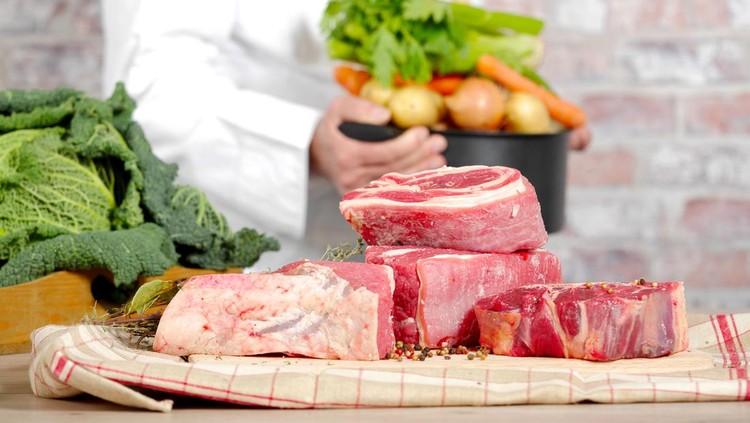 Beef and vegetables for the preparation of French pot-au-feu
