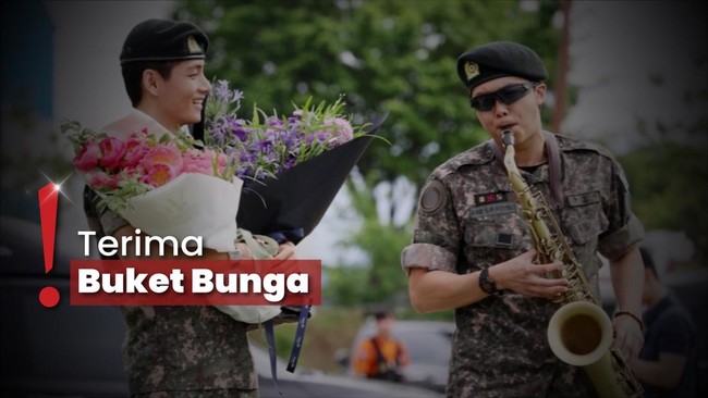 Wajib Militer Selesai, V-RM BTS Disambut Meriah Fans dan Awak Media