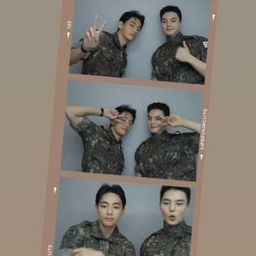 V BTS Bagikan Foto Berotot bareng Song Kang, Fans Langsung Heboh