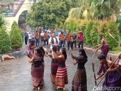 Pulang dari Amerika, Siswa SMA Podor Disambut Tarian Perang