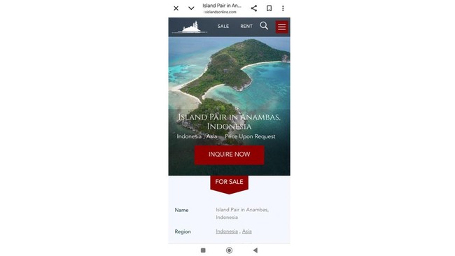 Pulau di Anambas Kepulauan Riau Diduga Dijual via Online Sebanyak dua pulau di Kabupaten Anambas diduga dijual secara online, namun regulasi melarang jual beli pulau dan kepemilikan oleh WNA.