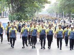 Ribuan Peserta Ikuti Olahraga Bareng Polda Jateng Sambut Hari Bhayangkara Ke-79
