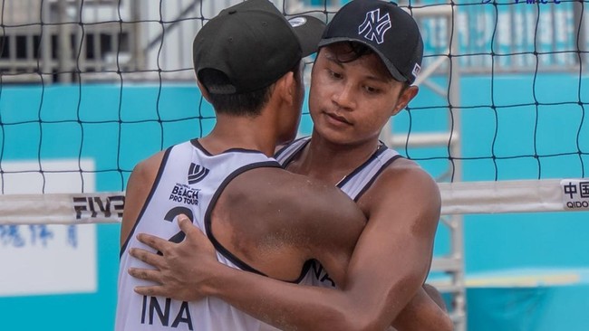 Raih Peringkat 4 di China, Timnas Voli Pantai Dipuji Pelatih Timnas voli pantai Indonesia dipuji meski finis peringkat keempat di Beach Pro Tour Futures Qidong 2025, China, Minggu (22/6).