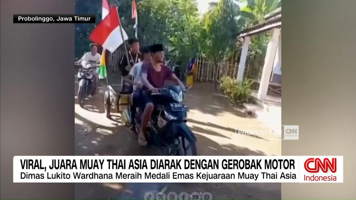 VIDEO: Viral! Juara Muay Thai Asia Diarak dengan Gerobak Motor