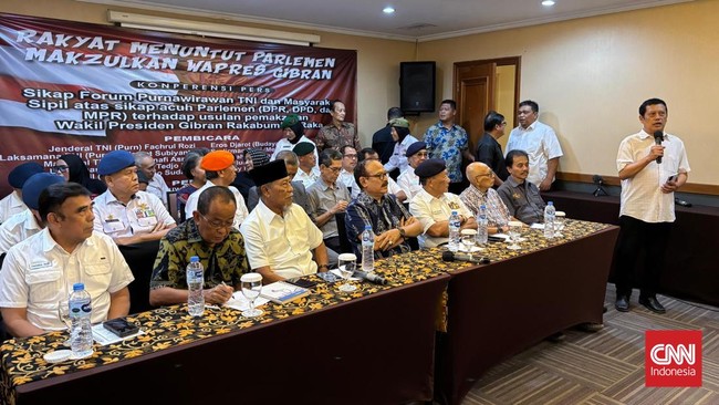 Forum Purnawirawan TNI mengancam bakal menduduki kompleks parlemen bila tuntutan pemakzulan Wapres Gibran tak diproses wakil rakyat.