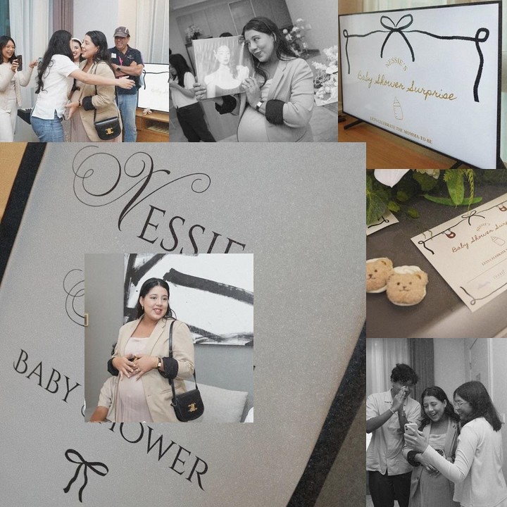 <p>Di <em>baby shower</em> ini, Nessie Judge tampil cantik dan <em>glowing</em> mengenakan baju terusan berwarna cokelat muda yang dipadukan dengan blazer warna <em>cream</em>. <em>Baby bump</em> kehamilan Nessie sudah terlihat jelas jelang persalinan pertamanya. (Foto: Instagram @nazjudge)</p>
