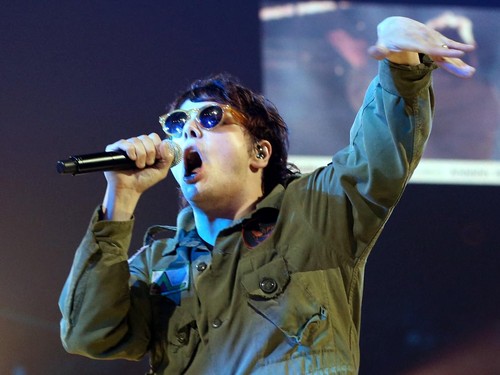 LAS VEGAS, NV - SEPTEMBER 22: Singer Gerard Way of My Chemical Romance performs with DJ Deadmau5 onstage during the 2012 iHeartRadio Music Festival at the MGM Grand Garden Arena on September 22, 2012 in Las Vegas, Nevada.   Christopher Polk/Getty Ima
