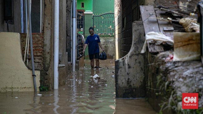 Banjir yang terjadi di Kelurahan Jatipadang, Jakarta Selatan pada Minggu (6/7) sore, salah satunya disebabkan tanggul penahan air yang jebol.