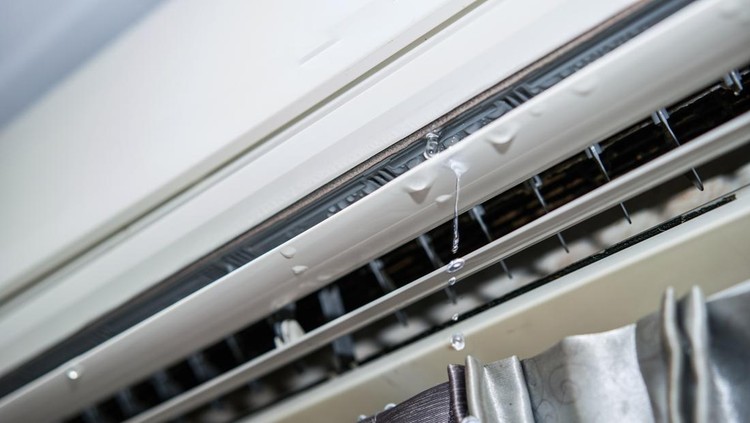 Water leaking from the air conditioner drips from the cooler.