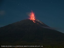 Gunung Ile Lewotolok Meletus 48 Kali Pagi Ini, Lontarkan Lava Pijar