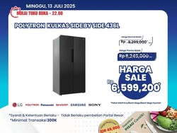 Diskon Jumbo Kulkas Side by Side Polytron di Transmart Full Day Sale