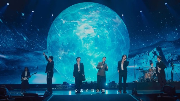 F4 F4 reuni di konser Mayday #5525 Live Tour pada Sabtu (12/7/2025) malam di Taipei Dome.