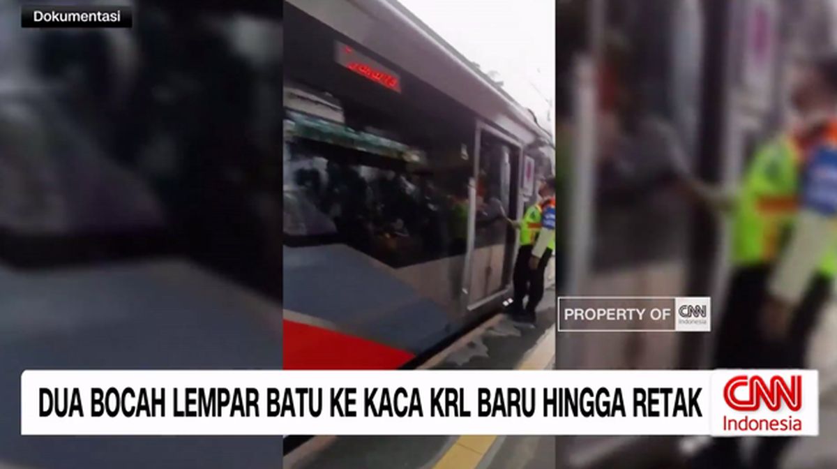 VIDEO: KRL Baru Retak Parah Dilempar Batu, Ternyata Pelakunya Bocah