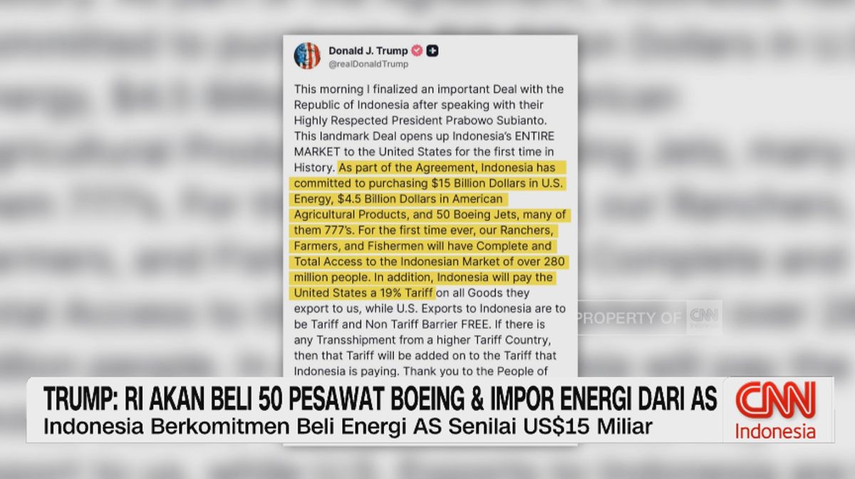 VIDEO: Trump: RI Akan Beli 50 Pesawat Boeing dan Impor Energi Dari AS