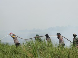 Titik Hotspot Muncul di Rokan Hilir, Kapolres-Wabup Sigap Padamkan