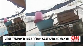 VIDEO: Viral Tembok Rumah Roboh Saat Makan