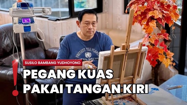 Dirawat di RSPAD, SBY Melukis Lagi Meski Tangan Diinfus