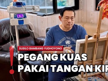 Dirawat di RSPAD, SBY Melukis Lagi Meski Tangan Diinfus