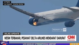 VIDEO: Mesin Terbakar, Pesawat Delta Airlines Mendarat Darurat