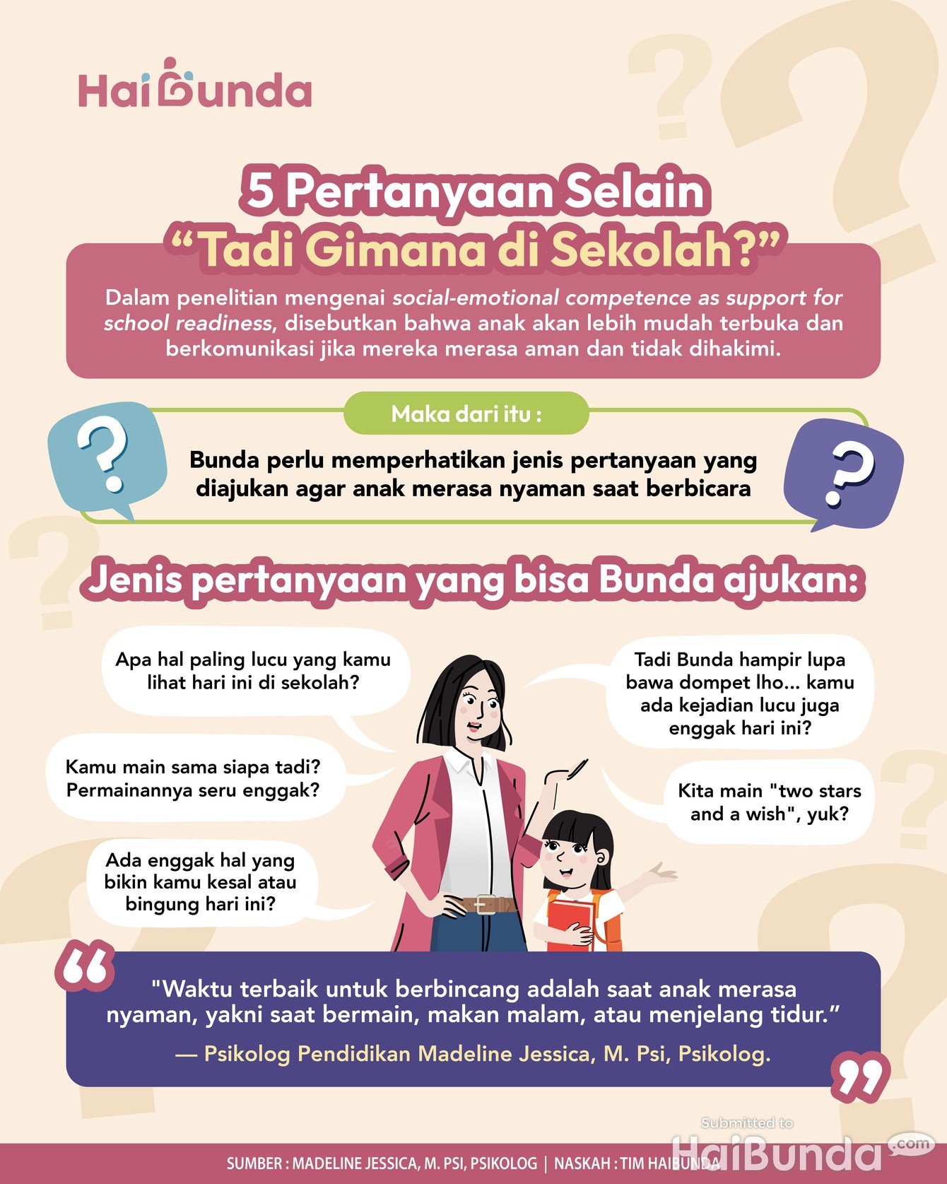 Infografis: 5 Pertanyaan Selain “Tadi Gimana di Sekolah?”