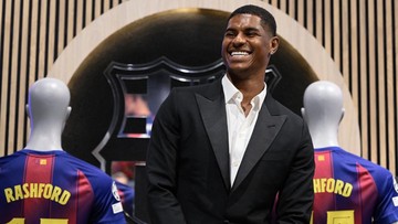 Sorotan Dunia Olahraga CNN Sport : FOTO: Wajah Semringah Rashford usai Resmi Gabung Barcelona