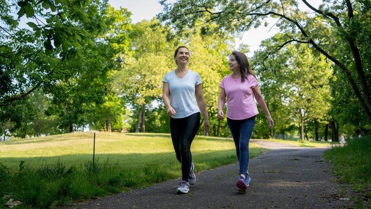 Mature latin women exercising outdoors