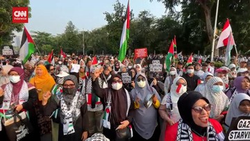 VIDEO: Ratusan Warga Bela Palestina di Depan Kedubes AS Pagi Ini