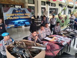 Polres Tabanan Sita 31 Knalpot Bising Selama Operasi Patuh Agung 2025