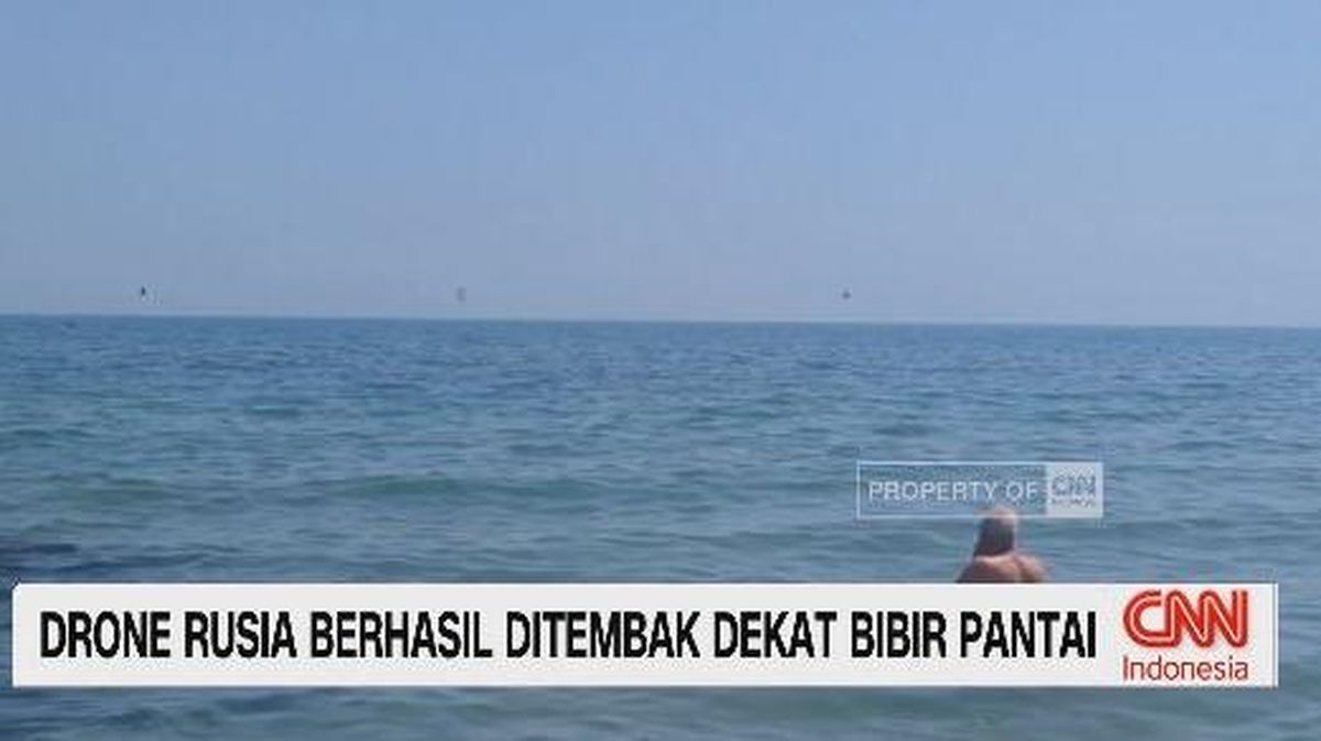 VIDEO: Drone Rusia Berhasil Ditembak Dekat Bibir Pantai