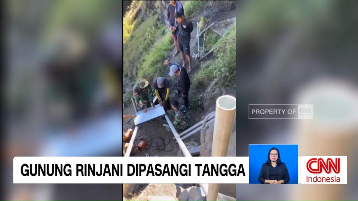 VIDEO: Gunung Rinjani Dipasang Tangga dan Pengaman