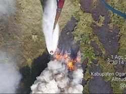 Helikopter Patroli Udara Temukan Lahan Terbakar di 5 Daerah Sumsel