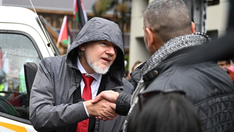Para pengunjuk rasa berjalan melintasi Jembatan Pelabuhan Sydney selama Pawai Kelompok Aksi Palestina untuk Kemanusiaan di Sydney, Australia, 3 Agustus 2025. (AAP/Dean Lewins via REUTERS)
