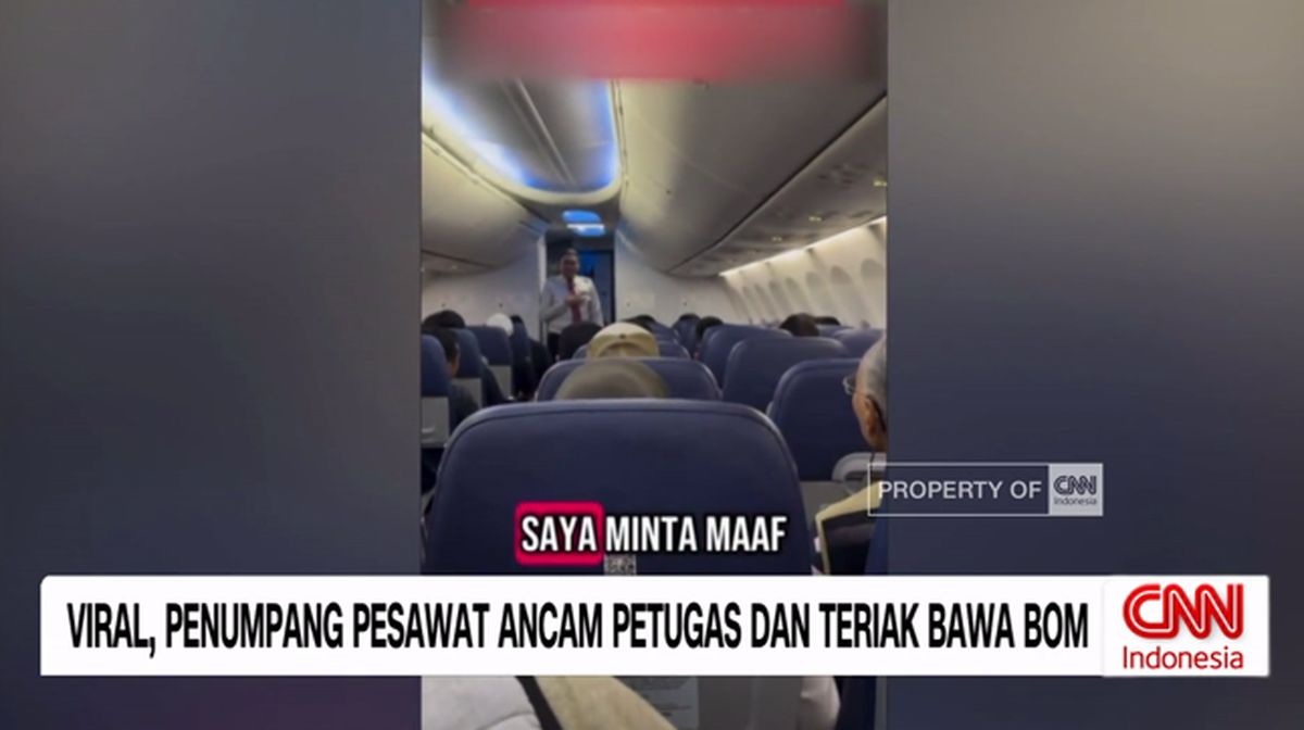 VIDEO: Viral Penumpang Pesawat Ancam Petugas dan Teriak Bawa Bom