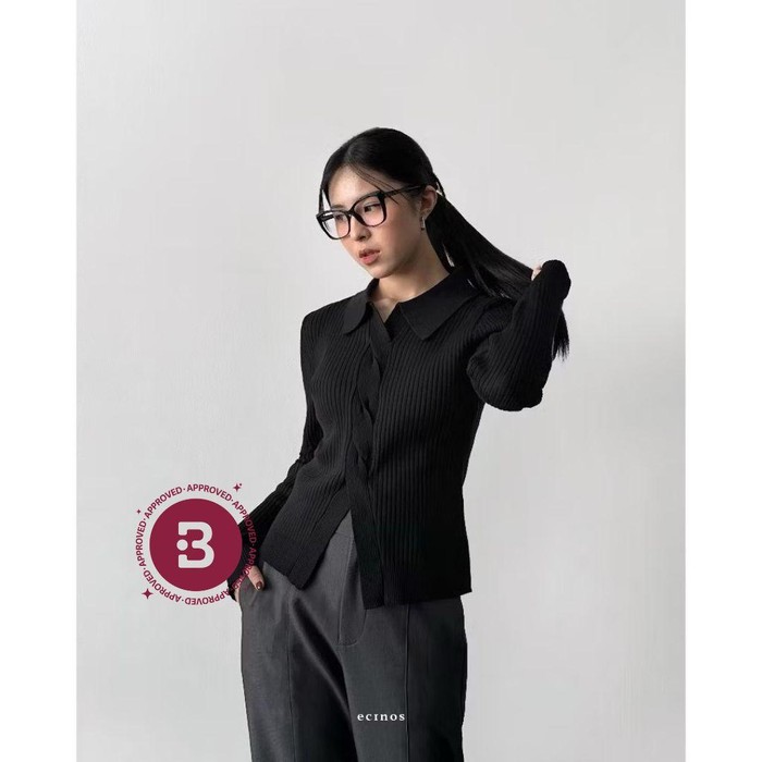 Marketing Twisted Knit Top (Black)