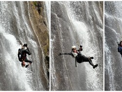 Uji Adrenalin di Wisata Belitar Seberang, Menuruni Tebing Air Terjun Puspa Dewi